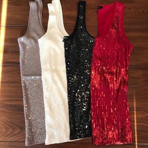 Bundle! 4 Sequin front tanks from Express